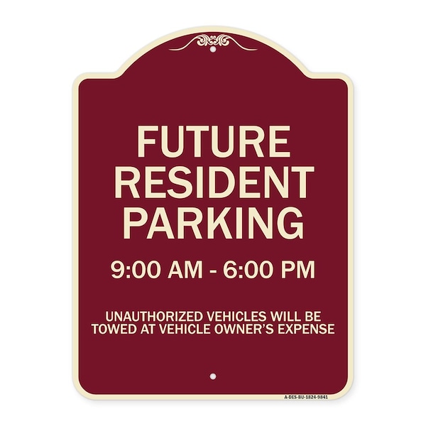 Designer Series-Future Resident Parking 9:00 To 6:00 Burgungy, 24" x 18", BU-1824-9841
